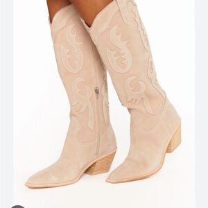 Dolce Vita Samsin Cowboy Western Style Knee-High Boots Taupe Size 8